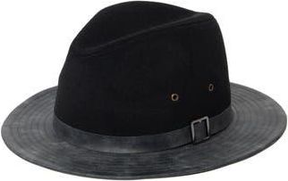 San Diego Hat Company Faux Leather Brim Fedora in Charcoal at Nordstrom Rack
