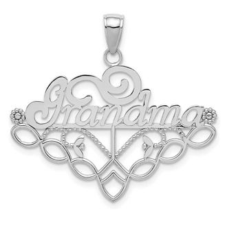 Diamond2Deal 14k White Gold GRANDMA Birthstone Charm Pendant Holder Pendant