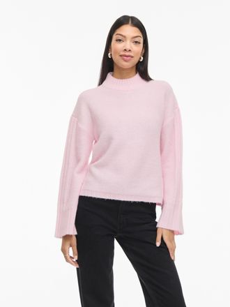 Vila Stehkragenpullover VILA, Damen, Gr. XL, cherry blossom detail:melange, Strick, Obermaterial: 70% Polyester, 20% Polyacryl, 10% Nylon, meliert, normal,