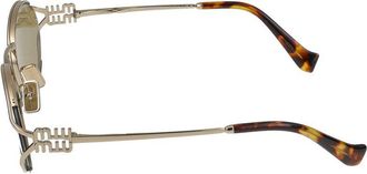 Miu Miu 0MU Metal Oval Frame Sunglasses - Gold