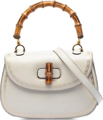 Gucci Pre-owned Gucci Calfskin Frame Print Bamboo Top Handle Bag Ladies GZHCX2TJL1XB62R6