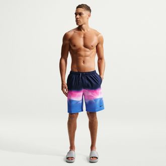 Nike Mens Swim Breaker 9 Brief-Lined Volley Short in Blue | NESSG545-434