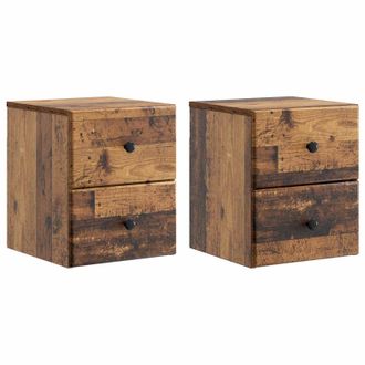 vidaXL Mesita De Noche De Pared Con Caj&oacute;n 2 Pcs Madera Envejecida Vidaxl