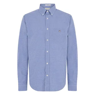 GANT Casual Shirts, male, Blue, Size: XL Classic Poplin Gingham Shirt
