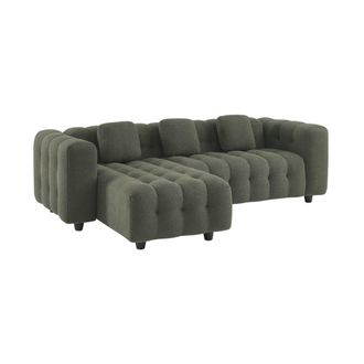 Sweeek Sof&aacute; de borreguito texturizado esquinero reversible, 4 plazas, verde