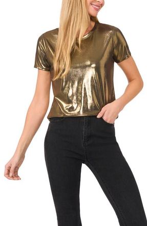 CeCe by Cynthia Steffe Metallic Shine T-Shirt in Gold Rush at Nordstrom, Size Medium