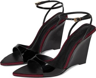 Schutz Elodie Wedge Womens Sandals Black : 9.5 M, Leather