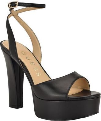 Guess Hitten Ankle Strap Platform Sandal in Black at Nordstrom, Size 7.5