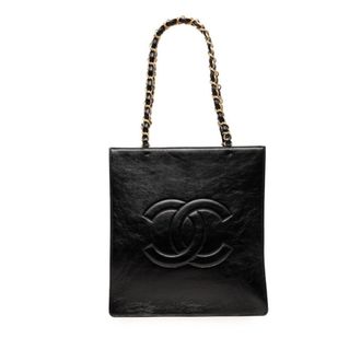 Chanel Black Leather Shoulder Bag Tote Bag (Pre-Owned)
