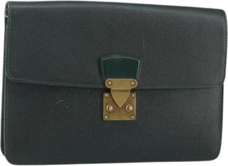 Louis Vuitton Pre-owned Vintage Leren Clutch - Dames - Vintage Clutch - Groen - ONE Size - Leer - Vintage