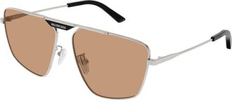 Balenciaga BB0246SA Asian Fit 006 Mens Sunglasses Silver Size 61