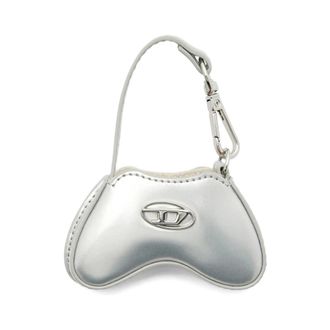 Diesel Shoulder Bags, female, Gray, ONE SIZE, Glossy Bag Charm with Mirror