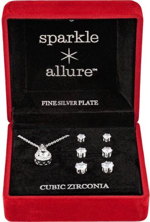 Danecraft Cubic Zirconia Pendant Necklace & Stud Earrings Set in Silver at Nordstrom Rack