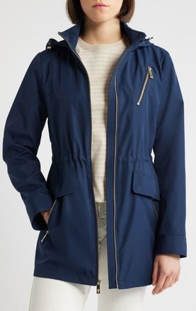 Michael Kors Zip Front Jacket with Removable Hood in Midnight at Nordstrom, Size Xx-Large