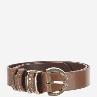 Pinko Womens Leather Belt With Studs Brown