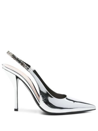 Gucci 110mm leather pumps - women - Calf Leather/Calf Leather/Patent Leather - 40.5 - Silver