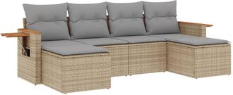 vidaXL Juego De Sof&aacute;s Jard&iacute;n Con Cojines 6 Pzas Rat&aacute;n Sint&eacute;tico Beige Vidaxl