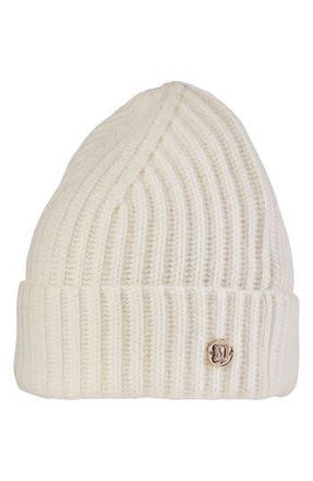 Bruno Magli Cashmere Ribbed Knit Beanie in Ivory at Nordstrom Rack