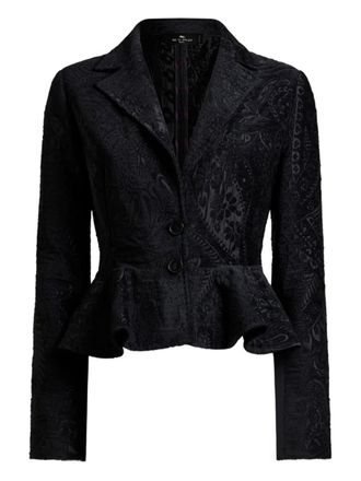 Etro Blazer met bloemen- paisleyprint en enkele rij knopen - Zwart