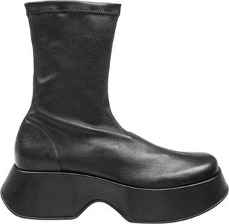 Vic Mati&eacute; Zwarte Leren Enkellaarzen - Dames - Enkellaarsjes - Zwart - 37 EU - Leer - Schoenen