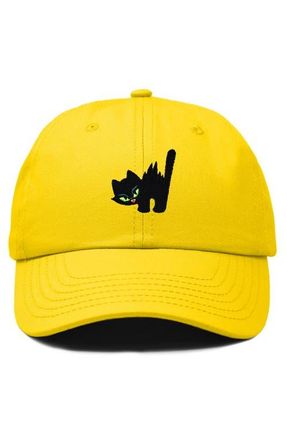 Dalix Blink Black Cat Dad Cap in Gold at Nordstrom