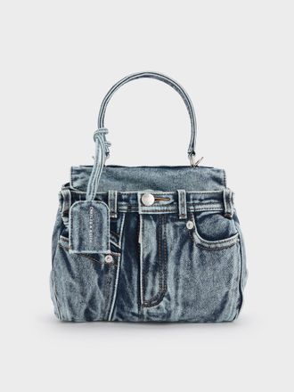 Charles & Keith Arita Denim Jeans Top Handle Bag