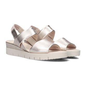 Gabor Schoenen, Dames, Roze, 42 1/2 EU, Leer, Ros&eacute;gouden sandalen met elastische enkelband