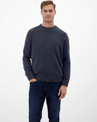 Lerros Rundhalspullover LERROS, Herren, Gr. XXL, classic navy, Strick, Obermaterial: 82% Baumwolle, 18% Polyester, unifarben, normal h&uuml;ftbedeckend, Rundhals,
