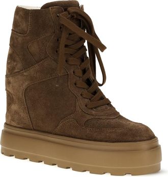Casadei Womens Lace-Up Wedge Sneakers Bruciato Sole: Rubber; Suede