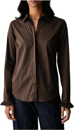 Mos Mosh Camisa Mattie con pu&ntilde;os con volantes - Blouses & Shirts - Mujer - Marr&oacute;n - XS