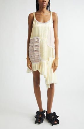 Collina Strada Lily Patchwork Asymmetric Shift Dress in Butter Yellow at Nordstrom, Size Medium