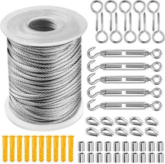 OEM Kit Tensor De Cable De Acero Inoxidable - 50 M De Cable De Acero, Accesorios Para Enrejado De Plantas Trepadoras, Apto Para Barandillas De Escaleras Y