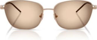 Emporio Armani 57mm Irregular Sunglasses in Shiny Rose Gold /Brown Grey at Nordstrom