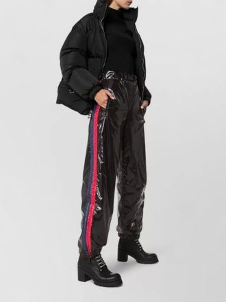 Moncler technical trousers elastic waistband side stripe