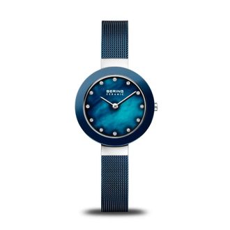Bering Keramisch dameshorloge 29 mm Milanese armband 11429-387 - Dames - Horloges - Blauw - ONE Size - Accessoires