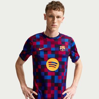 Nike FC Barcelona Home Nike Mens Dri-FIT Soccer Pre-Match Top in Red | II1667-621