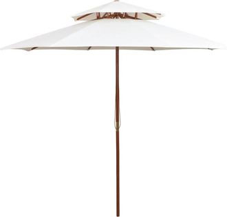vidaXL Sombrilla De Dos Niveles Palo De Madera Blanco Crema 270x270 Cm Vidaxl