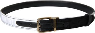 Dolce & Gabbana Womens Black White Patchwork Gold Metal Buckle Belt And