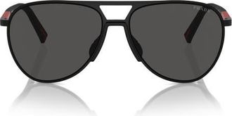 Prada 59mm Aviator Sunglasses in Matte Black at Nordstrom