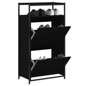 vidaXL Zapatero De Madera De Ingenier&iacute;a Negro 60x34x112 Cm Vidaxl