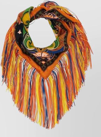 Etro silk scarf triangle shape long fringes