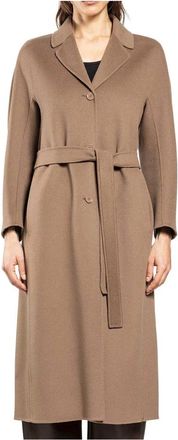 Max Mara Double Drap Mantel met Ceintuur - Dames - Jas met riem - Beige - XS - Wol - Jassen