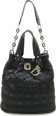 Dior Black Nylon Leather Shoulder Bag Tote Bag (Pre-Owned)