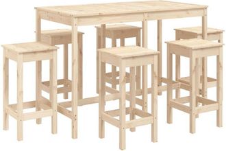 vidaXL 7 Piece Garden Bar Set Solid Wood Pine Vidaxl