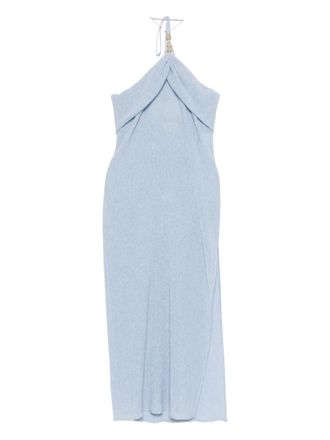 Magda Butrym halterneck draped midi dress - Blue