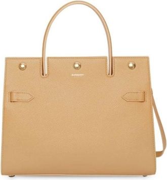 Burberry Small Title Leather Bag in Honey