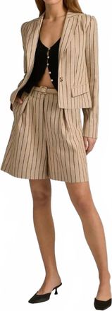 Favorite Daughter Miranda Shorts In Beige Navy Stripe