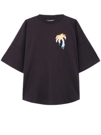Palm Angels Oversized Black T-Shirt With Graphic Palm Tree Design