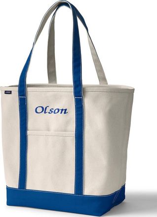 Lands End Lands End Canvas Open Top Tote Bag Regular & Long Handle Carry All - Stylish for Work Travel Beach Errands Great Gift in