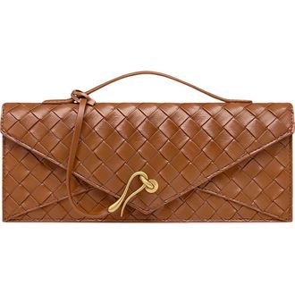 JW PEI Celeste Woven Faux Leather Envelope Top Handle Bag in Brown at Nordstrom